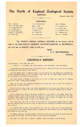 NEZS Annual Report 1937-1938
