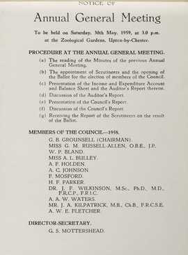 NEZS Annual Report 1958