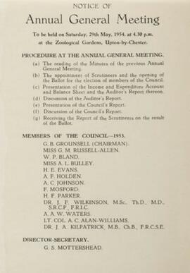 NEZS Annual Report 1953